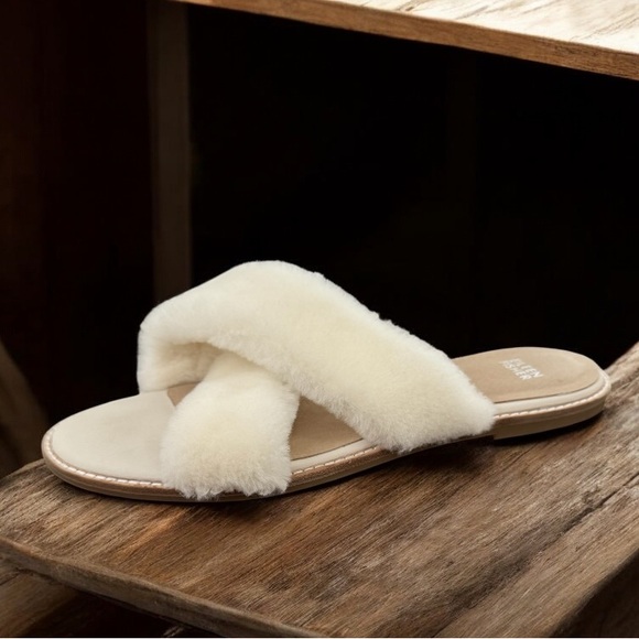 Eileen Fisher Cross Shearling Slippers